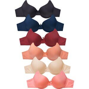 PACK OF 6 Women's Sofra Full Coverage Underwire Solid T Shirt Bras (BR4303P7)